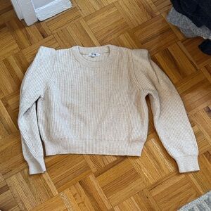 BB Dakota Ribbed Cream Crew Neck Sweater